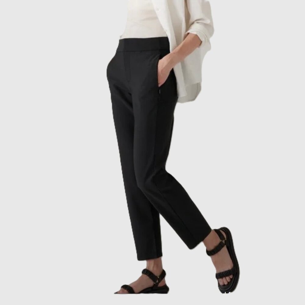 Athleta Stella Trouser Pant Black Size 4 | Travel Work Stretch Ankle Style